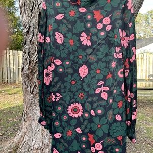 Boden black 12R dress with beautiful dark green/coral floral print.